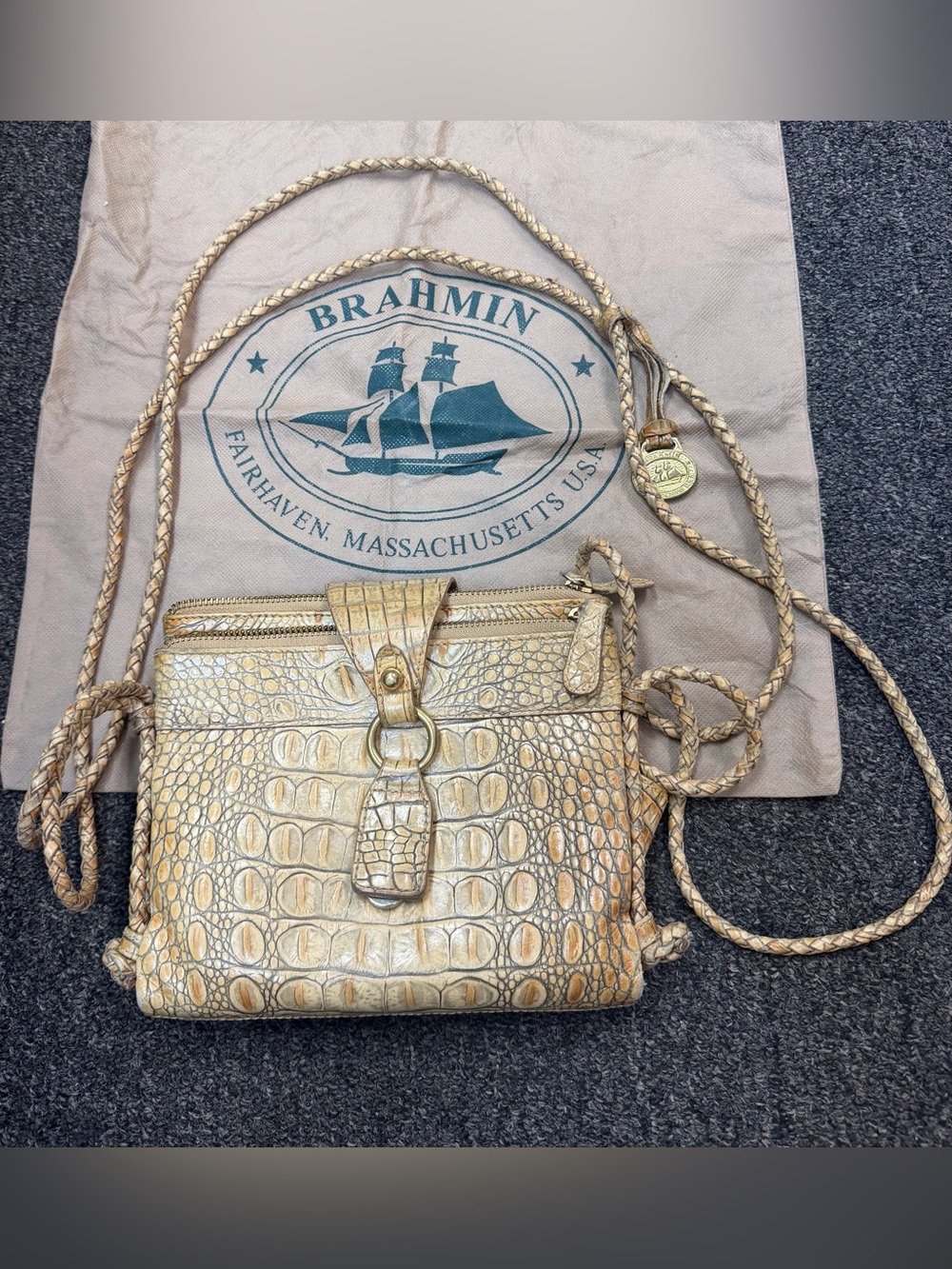 Brahmin Melbourne Mojito Crossbody Beige/Gold
